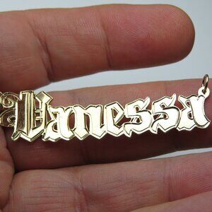 14k Gold Name Plate VANESSA Hand Made